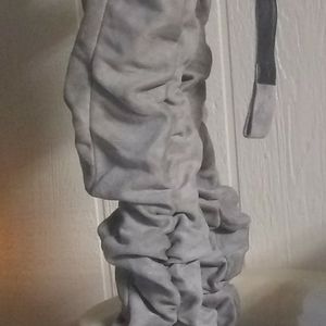 Charlotte Russe Grey Suede thigh high heels size 8